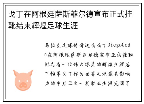 戈丁在阿根廷萨斯菲尔德宣布正式挂靴结束辉煌足球生涯